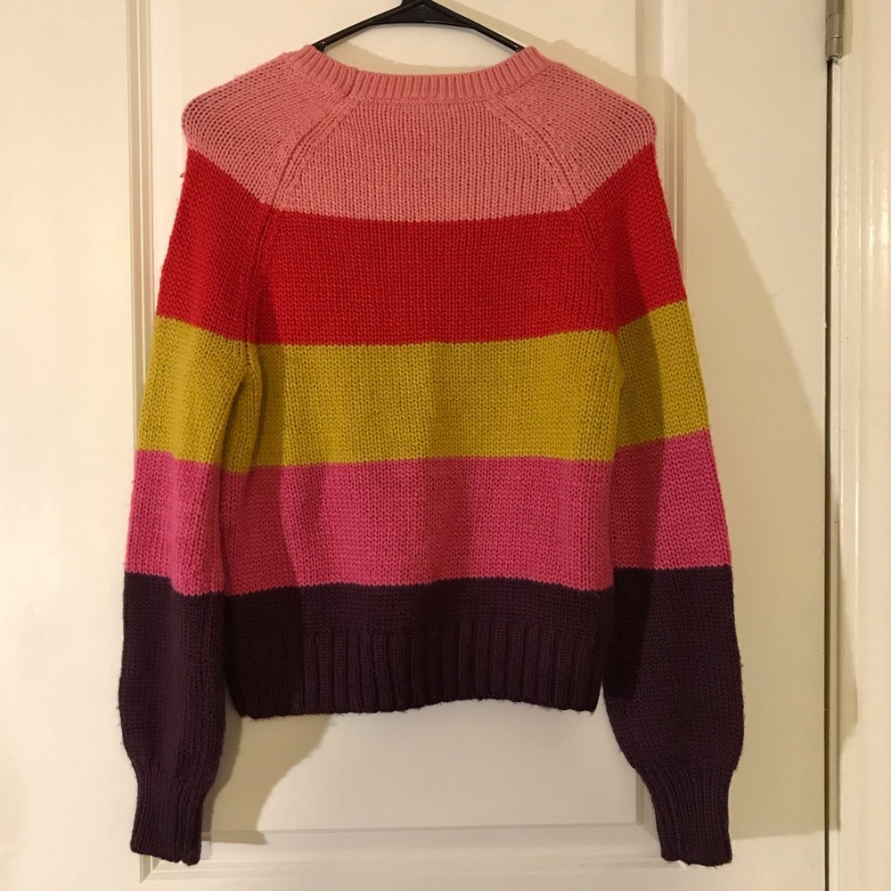 GAP Colorblock (Pink, Red, Yellow, Purple) Cozy Wool Sweater Size XS - Picture 2 of 4